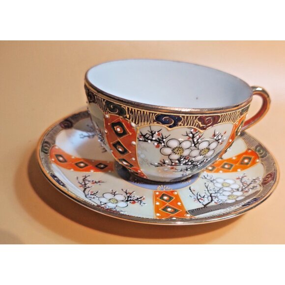 Antique Egg Shell Porcelain Hand Painted Lusterware Cup & Saucer Set RS Japan - Picture 4 of 16